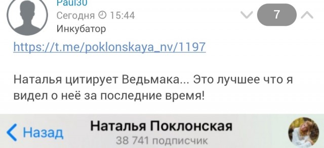 Наталья Поклонская цитирует Ведьмака