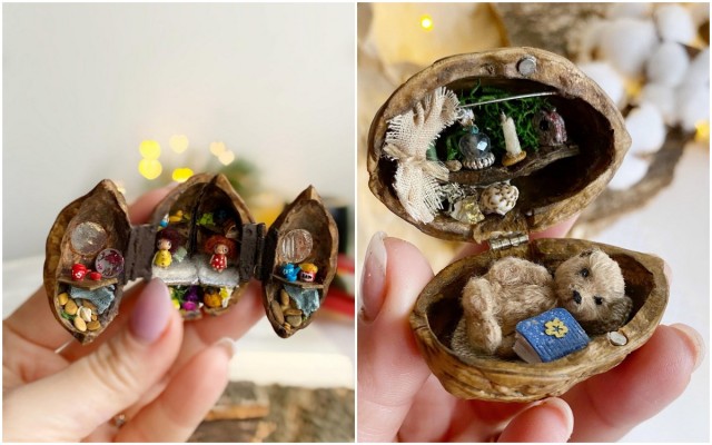 Крошечные миры внутри скорлупы грецкого ореха