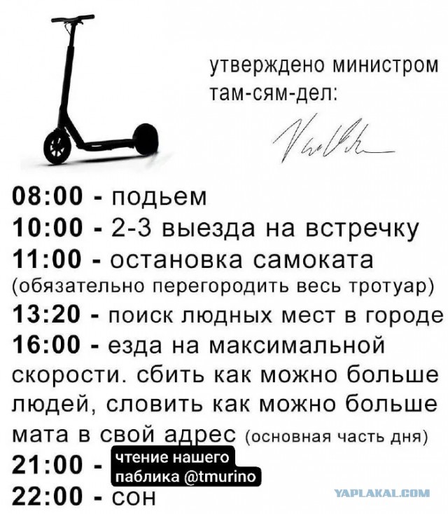 Идиот на электросамокате свалил в закат