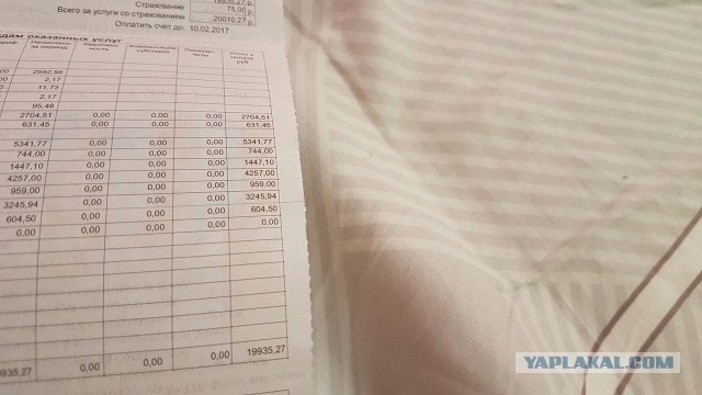 Квитанция за январь 2017
