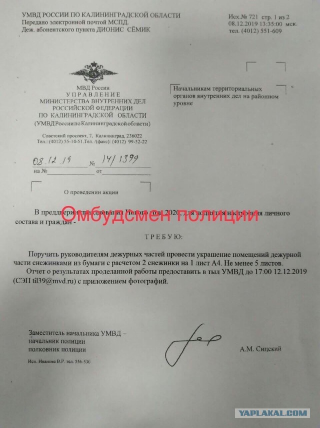 Полицейские ради шутки заставили коллег липовым приказом вырезать снежинки