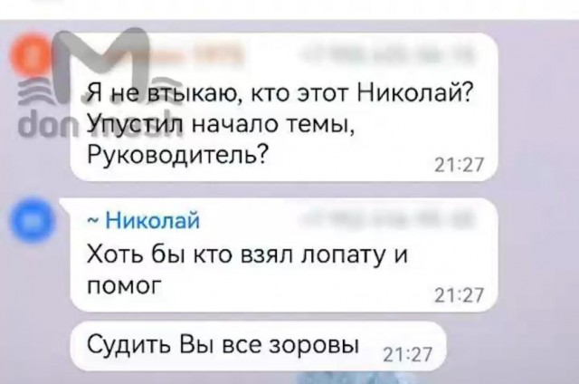 «Хоть бы кто лопату взял и помог. Недоумки»
