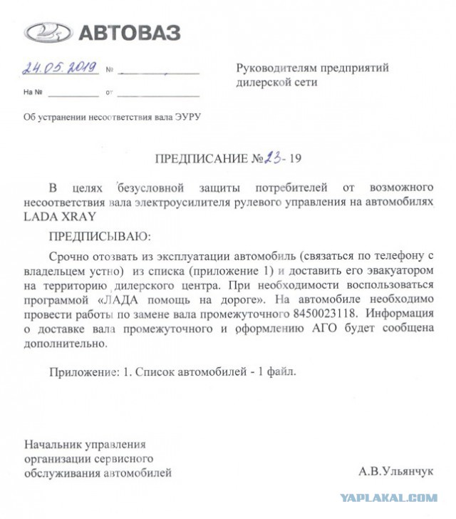 В России АвтоВАЗ в срочном порядке отзывает свежие модели Lada XRay 