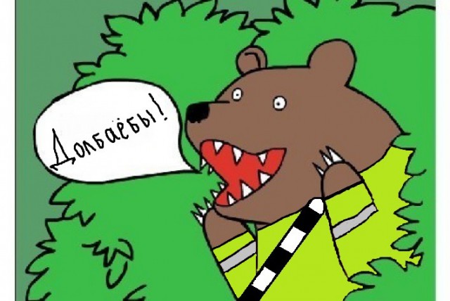 Медведь из за кустов картинка