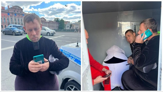 В центре Петербурга снова появились ростовые куклы-вымогатели. Работают на пару с крепким бородатым брюнетом