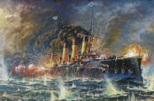 Крейсер «Аврора» в Маниле после Цусимского боя.1905 год