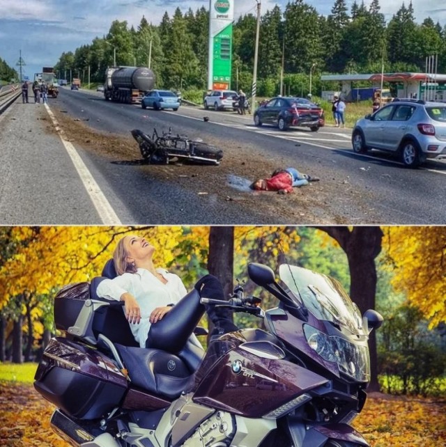 Ужасная авария в подмосковном Егорьевске. От мотоцикла мало что осталось. От байкера  - еще меньше.