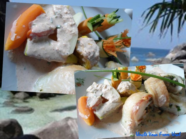 Рулетики из морского языка с овощами