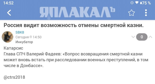 Россия видит возможность отмены запрета смертной казни.