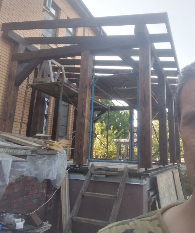 Навес для авто из бруса своими руками