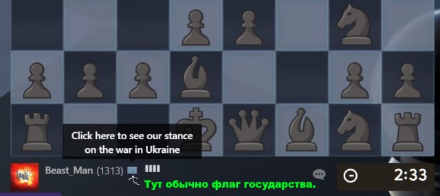 Администрация сайта chess.com скрыла флаги российских пользователей