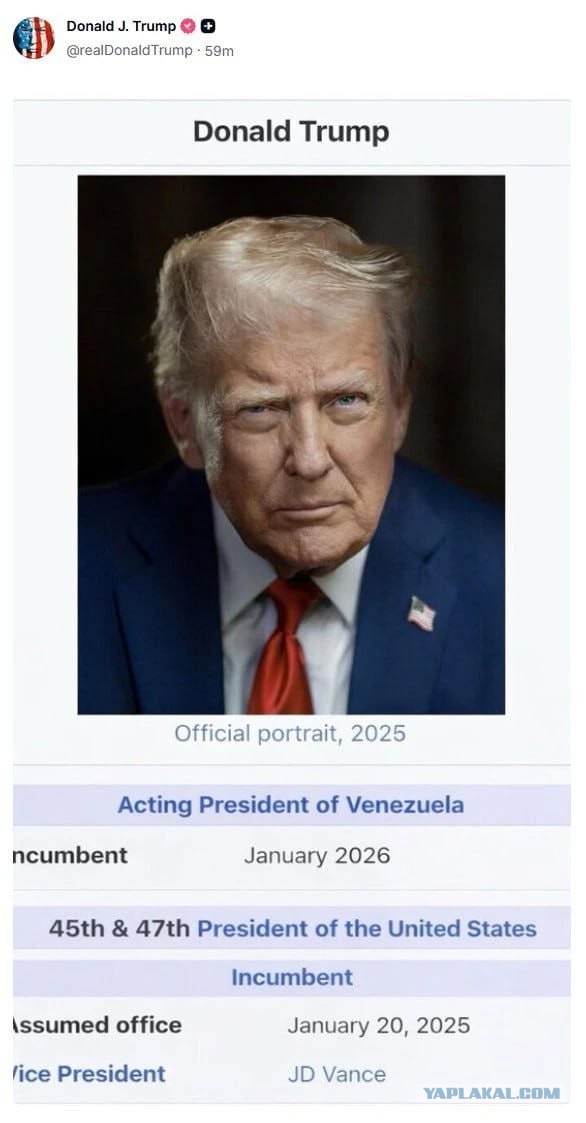 Трамп провозгласил себя и.о. президента Венесуэлы