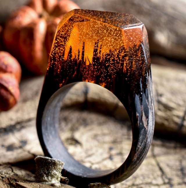 Кольца ручной работы "Темный лес"