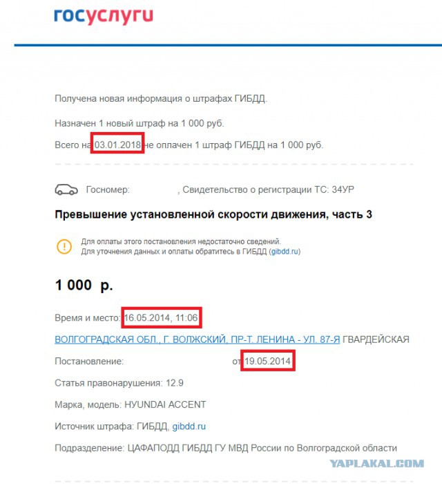 ГосУслуги, ГИББД и штраф от 2014г.