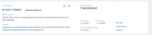 МосОблИРЦ устроит новогодний корпоратив за 7,5 миллионов рублей на наши деньги