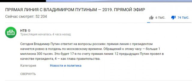 Прямая линия 20.06.2019
