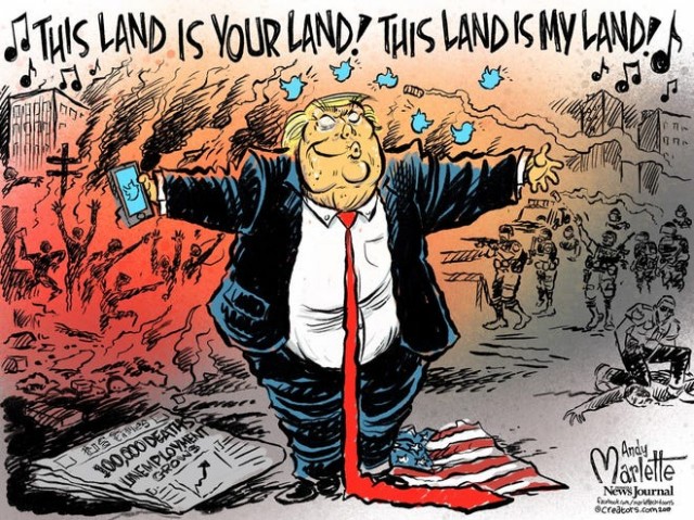 Протесты и погромы в США в зарубежной карикатуре