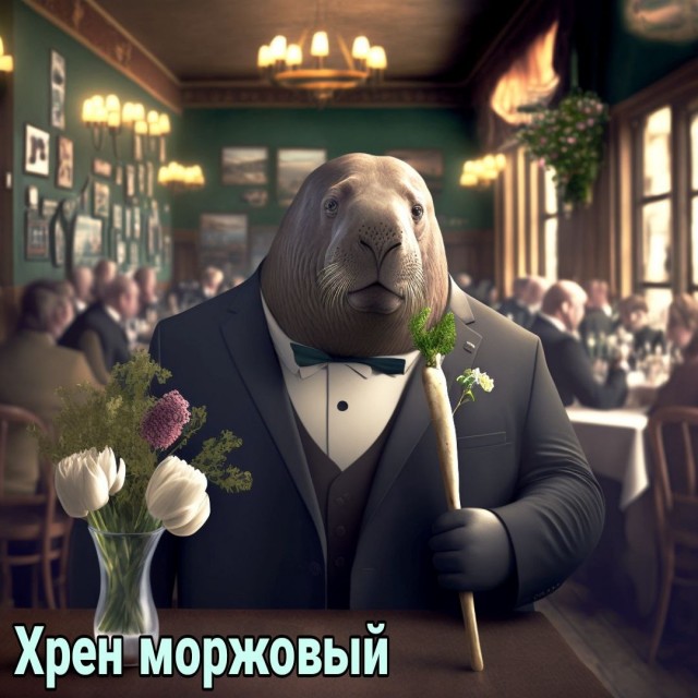 Египетская сила и Хрен моржовый - иллюстрация фразеологизмов от нейросети Midjourney