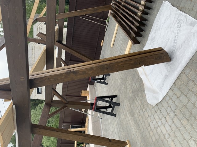 Навес для авто из бруса своими руками