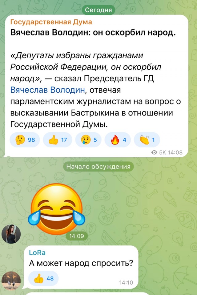 Володин заявил, что Бастрыкин словами о «Госдуре» оскорбил народ