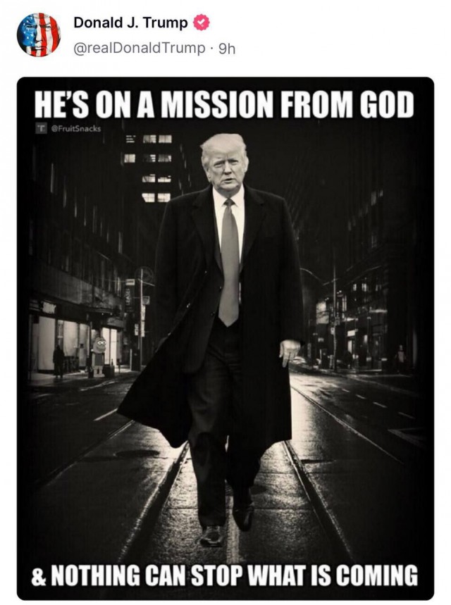 Скромняга...  "Он выполняет миссию бога и ничто не может остановить то, что грядет"