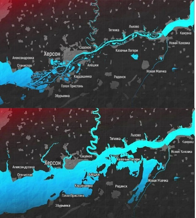 Каховская ГЭС полностью ушла под воду