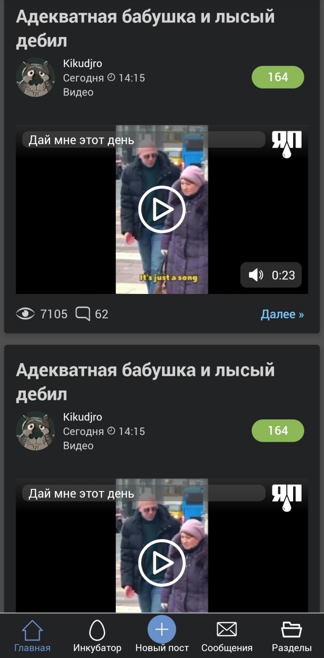 Адекватная бабушка и лысый дебил