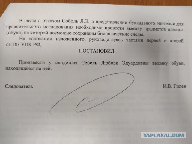 На Любовь Соболь завели уголовное дело. Она звонила в дверь сотрудника ФСБ