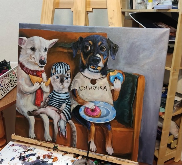Портрет трёх домашних питомцев.