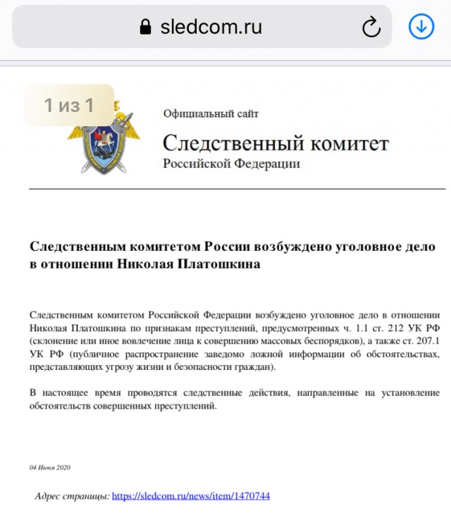Платошкин Николай Николаевич арестован!