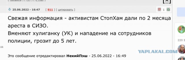 Против активистов «СтопХама» завели дело после конфликта со спецназом