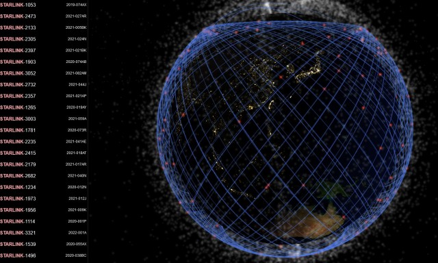 Спутники Starlink  маска  пересекают путь друг друга
