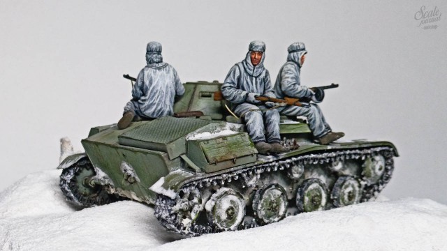Зимняя диорама с танком т-60 и танковым десантом