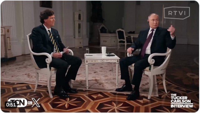 Интервью Путина Такеру Карлсону опубликовано на сайте американского журналиста