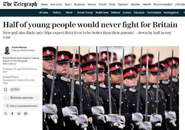 Молодежь Британии демонстрирует пессимизм и нежелание защищать страну