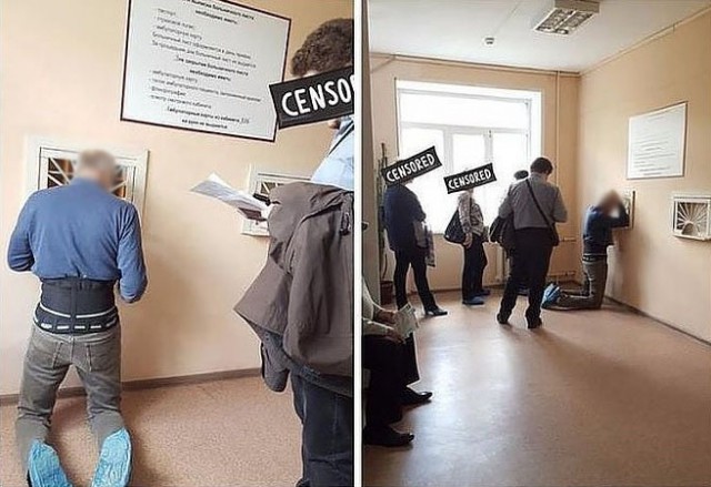 Мужчина, который стоял на коленях в воронежской поликлинике, собирается засудить того, кто его сфотографировал.