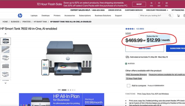 HP ввела подписку на печать. Без оплаты принтеры блокируются