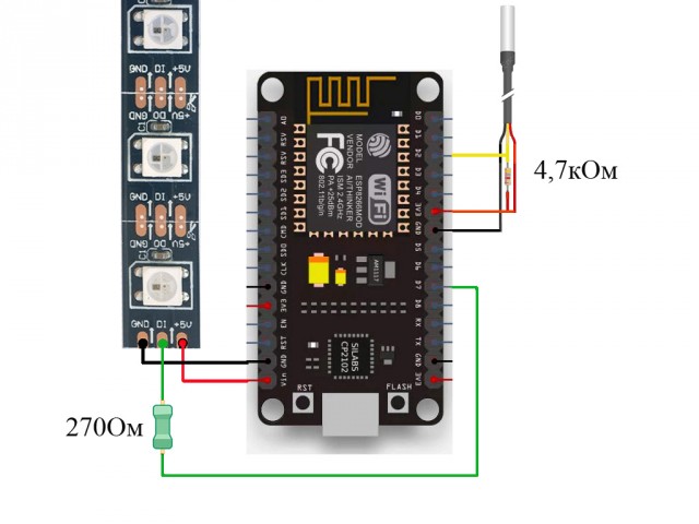Электронный термометр на ленте адресных светодиодов