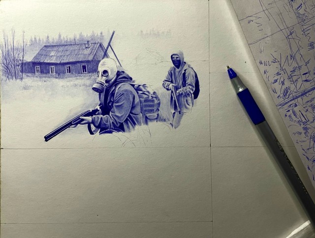 Рисунок шариковой ручкой