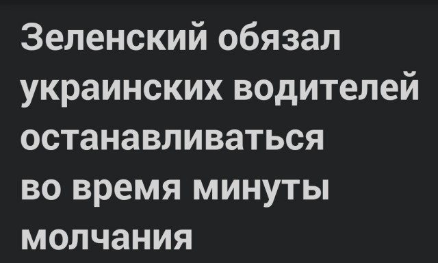Зеленский обязал украинских водителей останавливаться во время минуты молчания