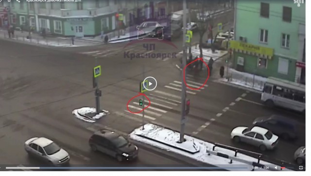 Момент смертельного ДТП на перекрестке Мичурина и Московской в Красноярске попал на видео