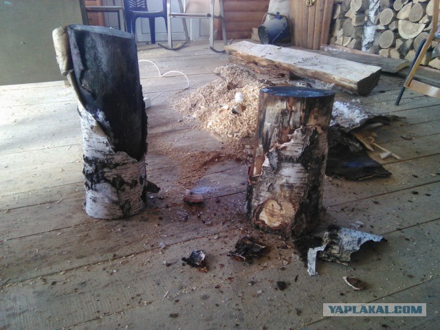 Лавка из березового бревна