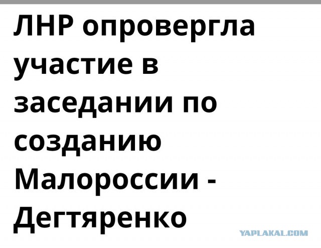 Захарченко:  ДНР и ЛНР создают государство Малороссия