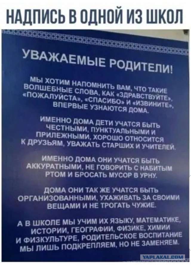 По идее, в каждой школе это должно висеть на видном месте