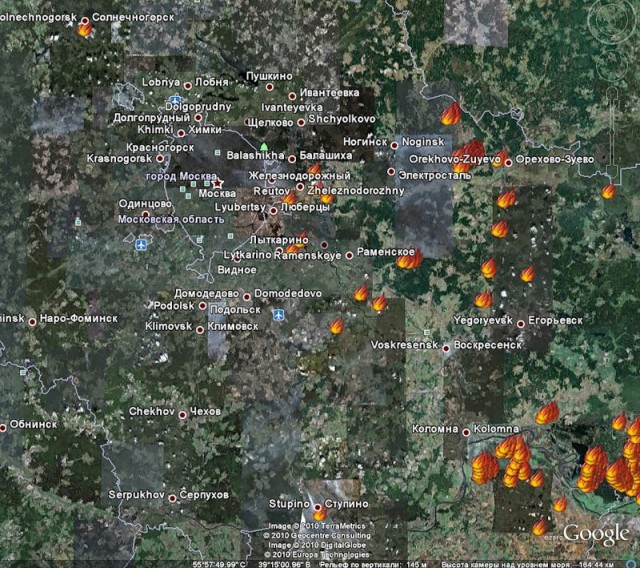 Подробная карта пожаров