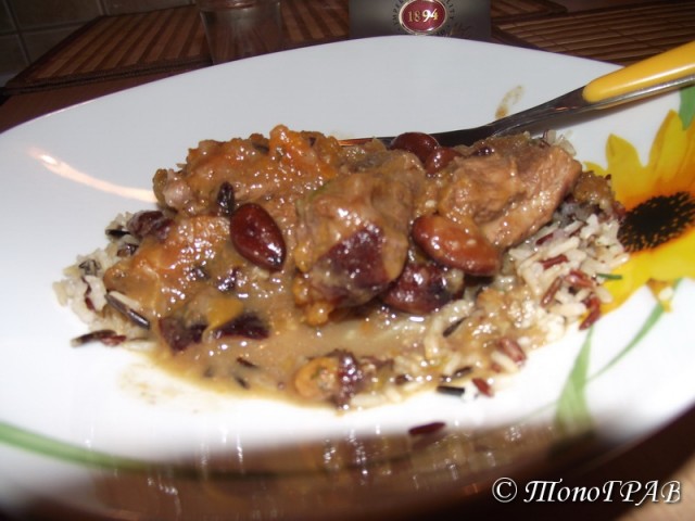 Пряное мясо во фруктовом соусе с кус-кусом