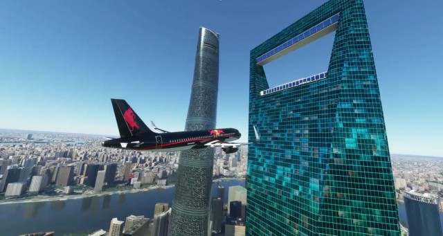 Супер-реалистичный таран небоскрёба самолётом в игре MFS-2020
