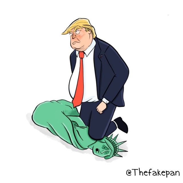 Протесты и погромы в США в зарубежной карикатуре