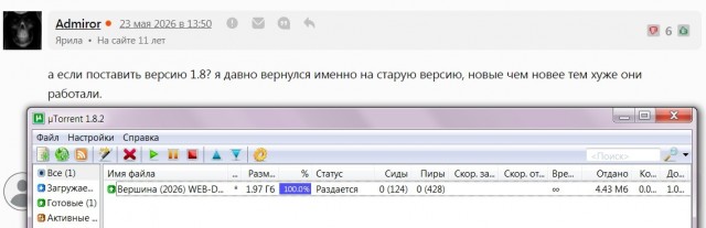 uTorrent проблема вечный поиск пиров или подключение кто сталкивался помогите