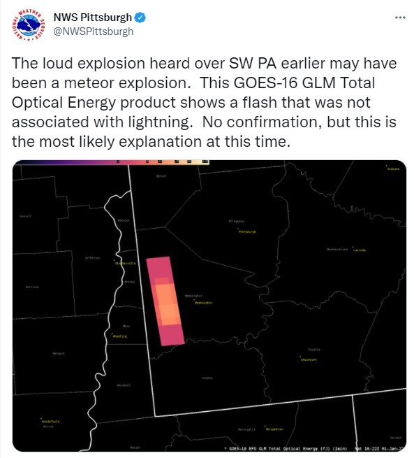 В Пенсильвании что–то взорвалось в небе с эквивалентом не менее 30 тонн